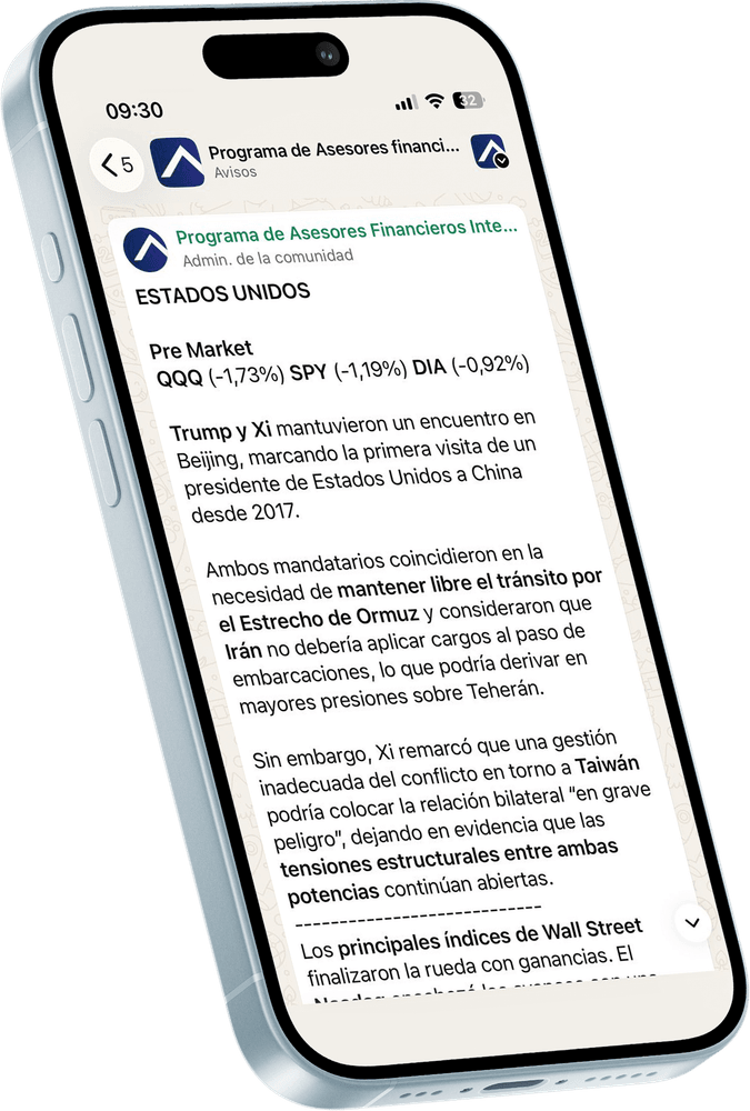 Mockup de celular mostrando research de mercado diario